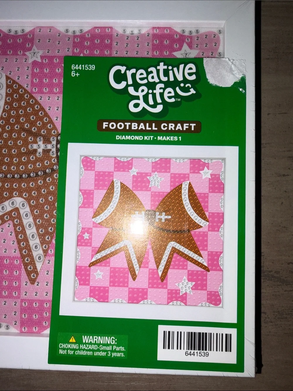 Creative Life Football Bow Pink Diamond Painting Art Kit 6x6 NWT